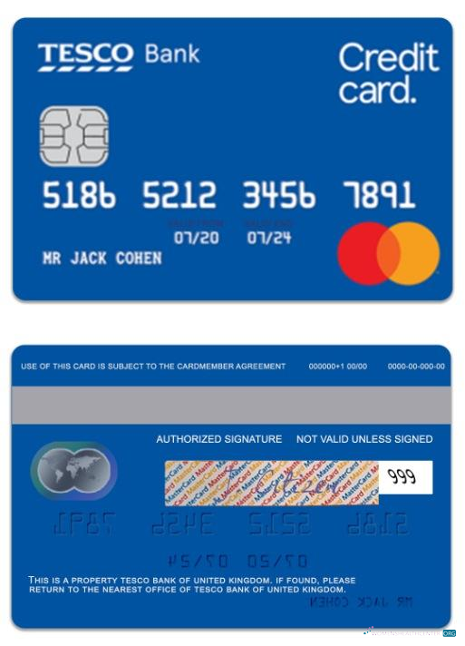 Download United Kingdom TESCO Bank balance transfer credit card Photoshop template